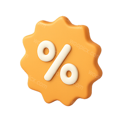 3D Discount Badge with Percentage Symbol