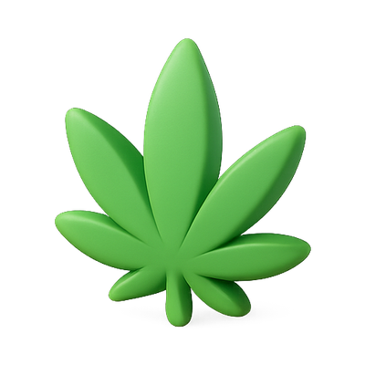 3D Render of a Green Cannabis Leaf Icon