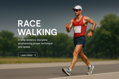Stylish Race Walking Illustration with Action Button