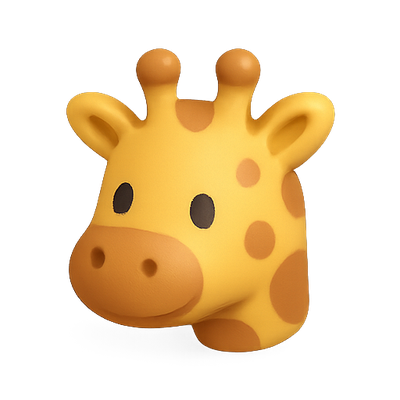 Cute Cartoon Giraffe Character Head Illustration