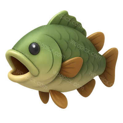 3D Bass Icon: Playful and Volumetric Fish Design