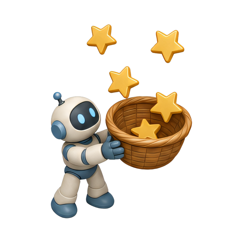 robot catching falling stars