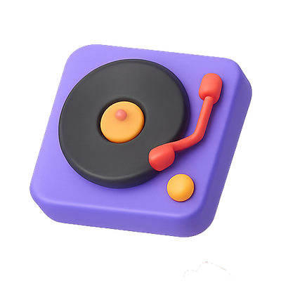 Stylized 3D Vinyl Record Player Icon