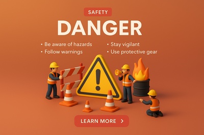 3D Scene Depicting Safety Precautions with Miniature Figures