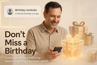 Birthday Reminder Concept with Gift Boxes and Mobile Phone