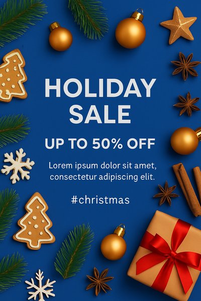 Festive Holiday Sale Promotion with Decorative Elements