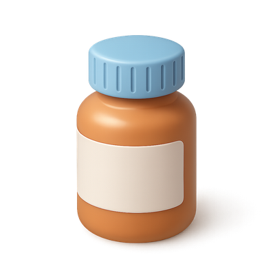 Stylized 3D Medicine Bottle Icon with Label Design
