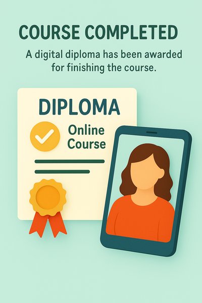 Digital Diploma Completion Graphic for Online Courses