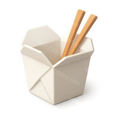 3D Takeout Container Icon with Chopsticks