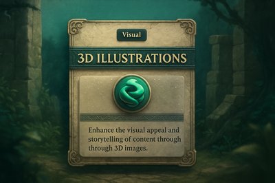 Medieval Nature Texture with 3D Illustrations