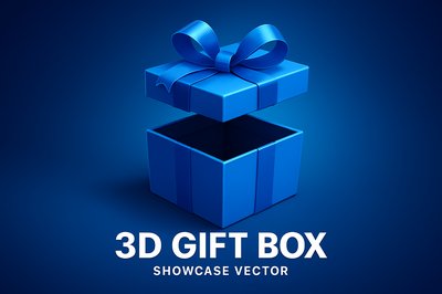 Futuristic 3D Blue Gift Box Showcase with Dynamic Perspective