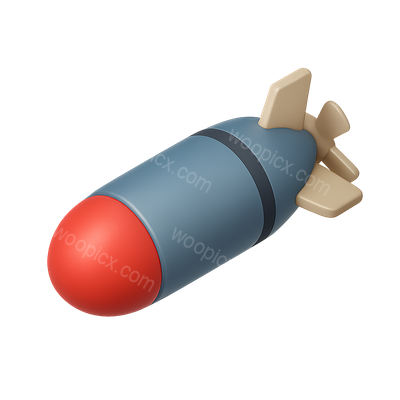 Realistic 3D Bomb Icon with Red Tip and Fins