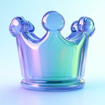Translucent Glass Crown with Colorful Gradient