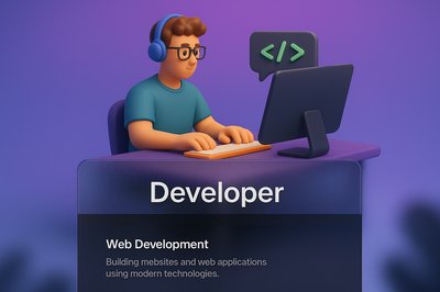 3D Developer Illustration with Modern Design Elements