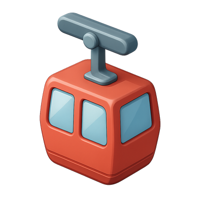 Stylized 3D Cable Car Icon in Isometric View