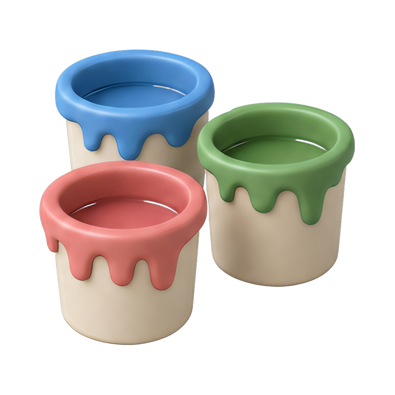 colorful glaze buckets