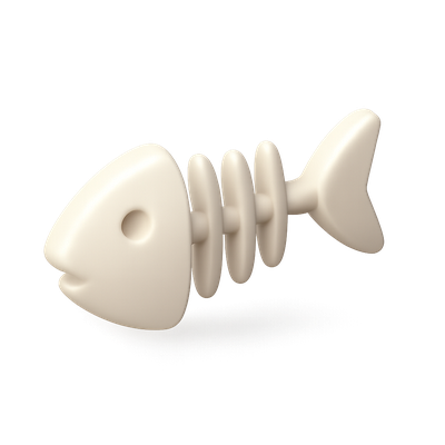 3D Icon of a Fish Skeleton with Volumetric Feel