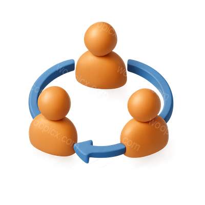 3D Icon of Three Connected Figures in a Circle