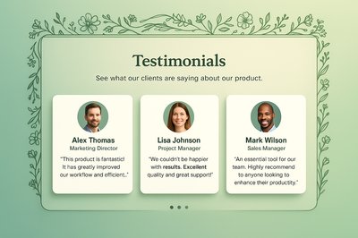 Elegant Testimonial Cards with Floral Frames