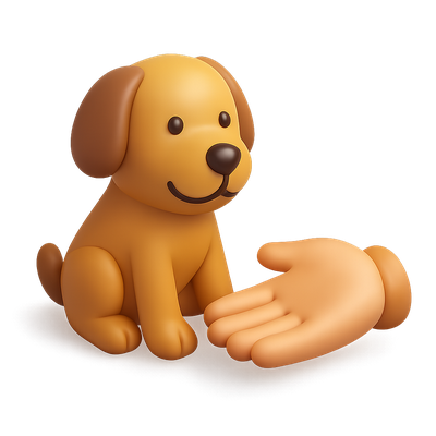 3D Dog Icon with a Friendly Gesture