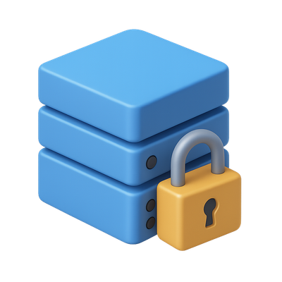 3D Secure Data Icon with Lock for Data Protection
