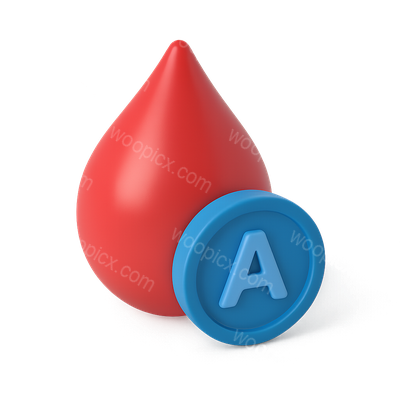3D Icon Representing Blood Type A with Droplet Design