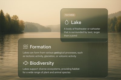 Stylish Lake Illustration with Informative Blocks