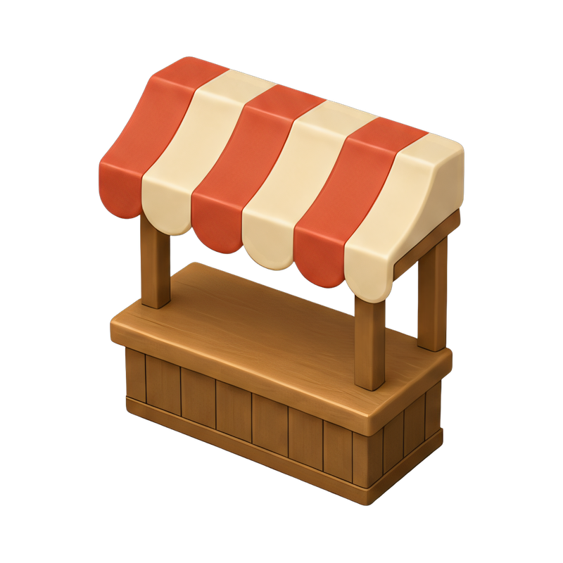 striped awning at food stall