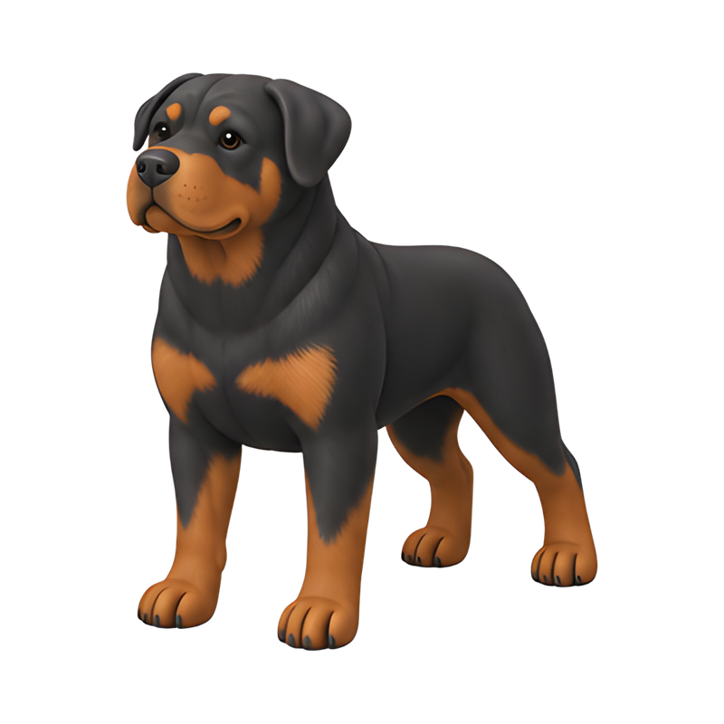 loyal rottweiler in guard position