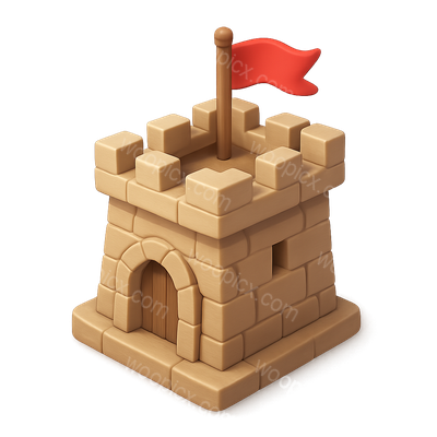 3D Isometric Military Fort Icon Design