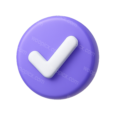 3D Purple Checkmark Icon with White Detail