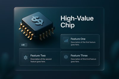 3D Illustration of a High-Value Chip with Feature Blocks