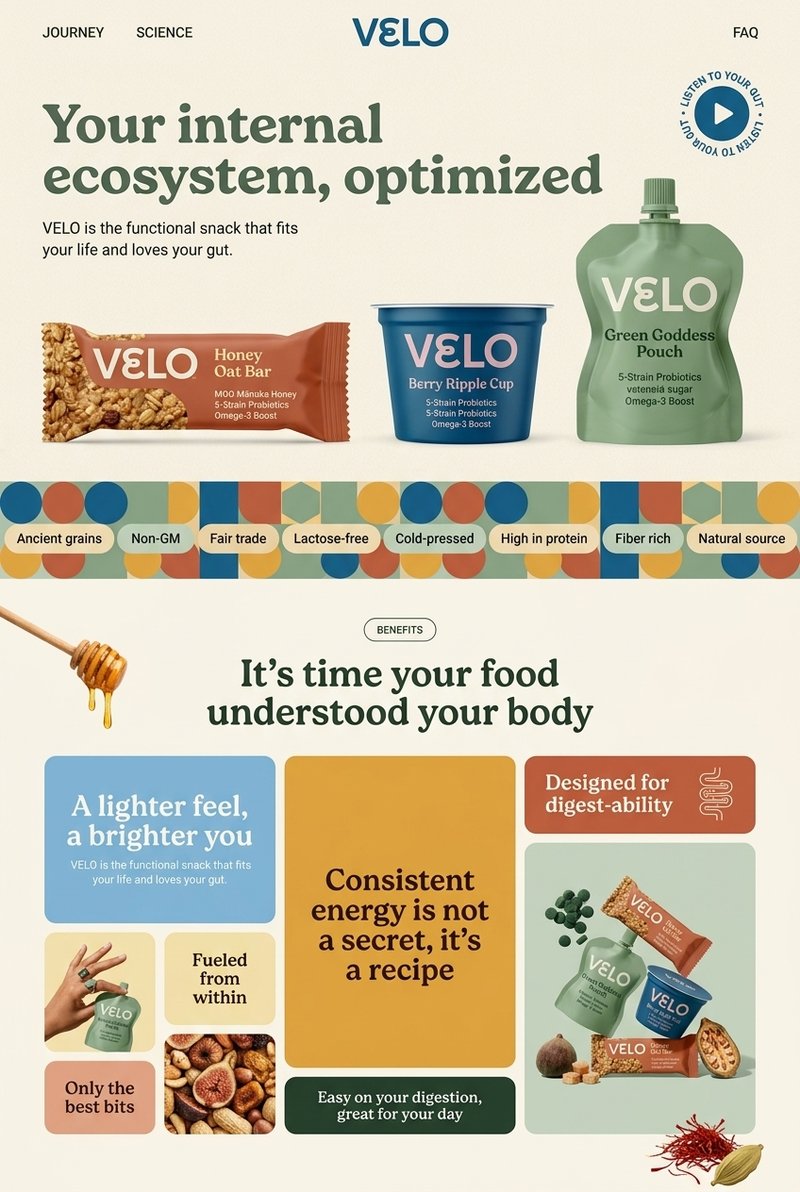Velo functional snack packaging
