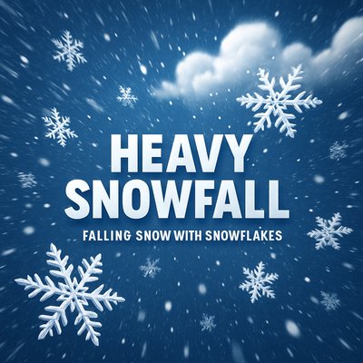 Heavy Snowfall Theme with Snowflakes and Cloud Elements