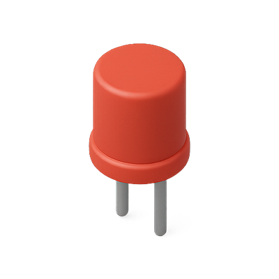 Isolated Red Capacitor Illustration for Electronic Design