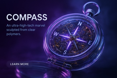 Hyperrealistic 3D Compass with Glowing Micro-LEDs