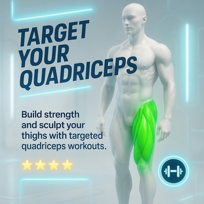 Fitness Promotional Graphic Highlighting Quadriceps Workouts