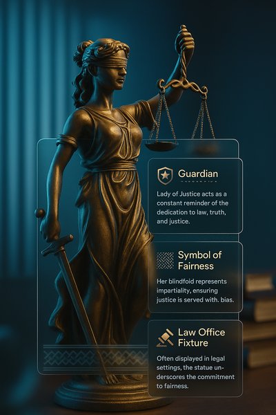 Lady Justice Statue in Law Office Setting