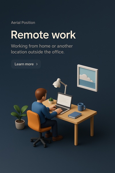 Aerial View of Remote Work Setup in 3D Style