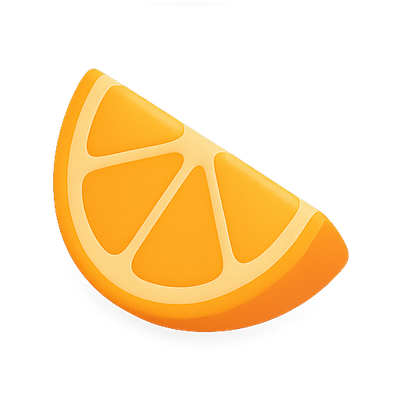 Stylized Orange Slice Icon with Bright Colors