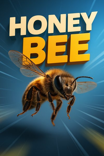 Dynamic Honey Bee Illustration with Bold Typography