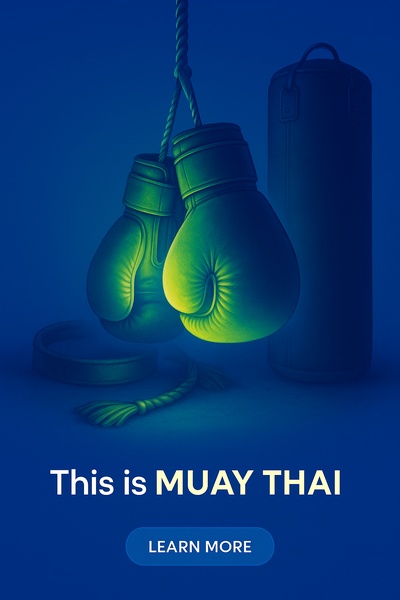 Dynamic Muay Thai Composition with Glowing Elements