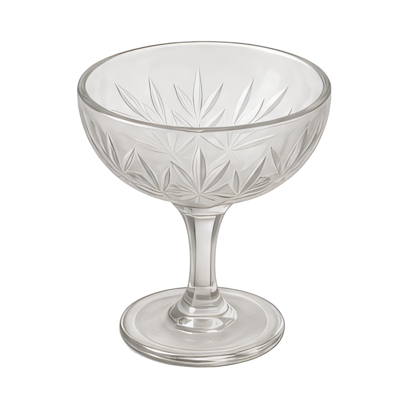 etched coupe glass design