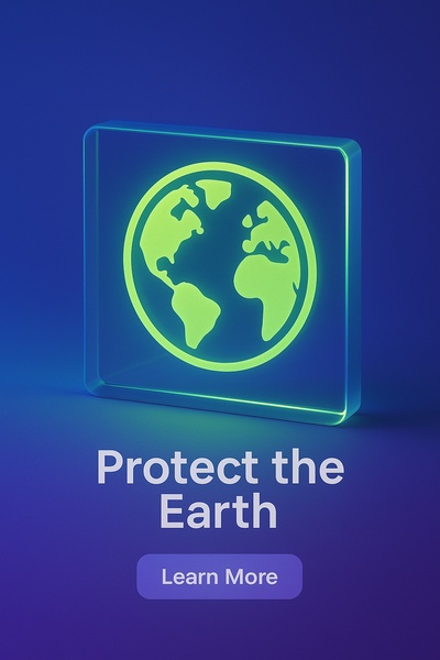Neon Earth Icon with Call-to-Action Design