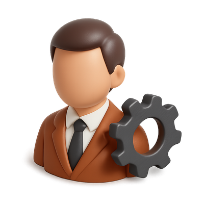 Stylized 3D Admin Icon with Gear Element