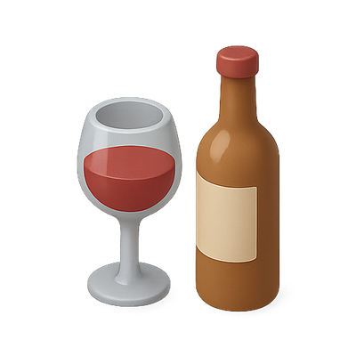 Stylized Wine Bottle and Glass Illustration
