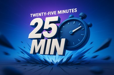 Dynamic Timer Graphic Representing 25 Minutes Countdown