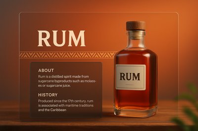 Elegant Rum Bottle with Transparent Glass Effect