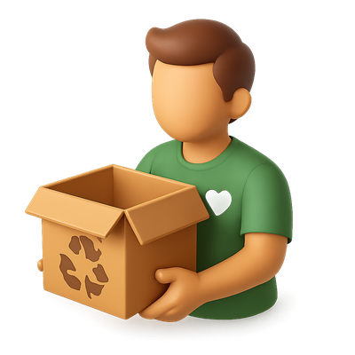 3D Volunteer Icon with Recycling Box