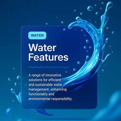 Dynamic Blue Water Splash with Features Overlay